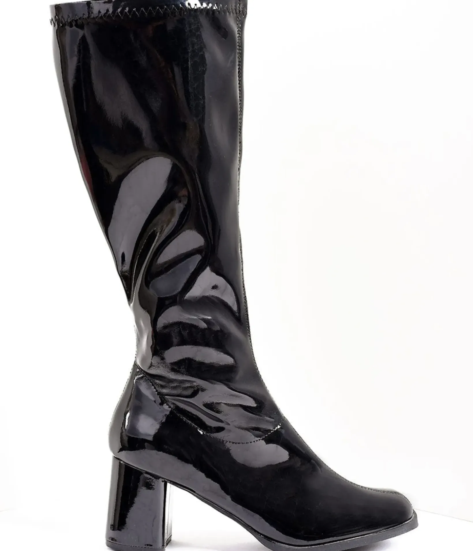 Unique Vintage All Things Black|Boots>Black Patent Knee High Go Go Boots