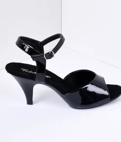 Unique Vintage Disney Bounding|Work Wear>Black Patent Leather Belle Sandal Pump