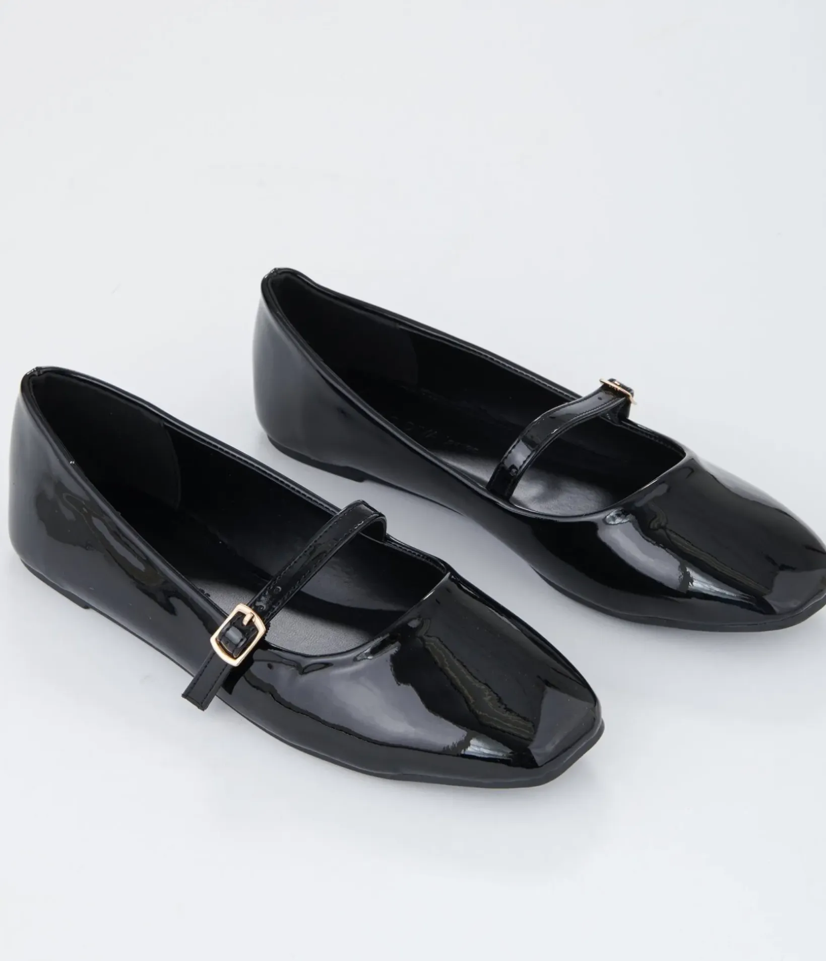 Unique Vintage Work Wear|Flats>Black Patent Leatherette Mary Jane Flats