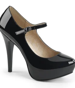 Unique Vintage Heels>Black Patent Leatherette Mary Jane Pumps