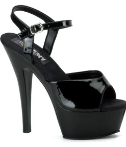 Unique Vintage Heels|Sandals>Black Patent Leatherette Platform Sandals