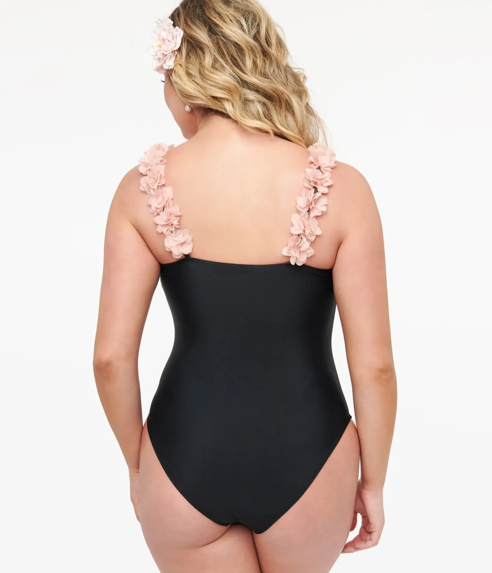 Unique Vintage One Piece Swim|All Things Pink>Black & Pink Flower One Piece Swimsuit