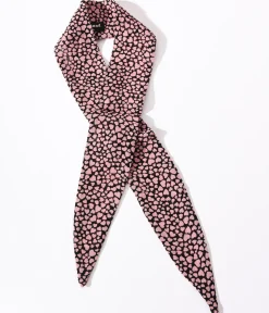 Unique Vintage All Things Pink|Hair Scarves>Black & Pink Hearts Hair Scarf
