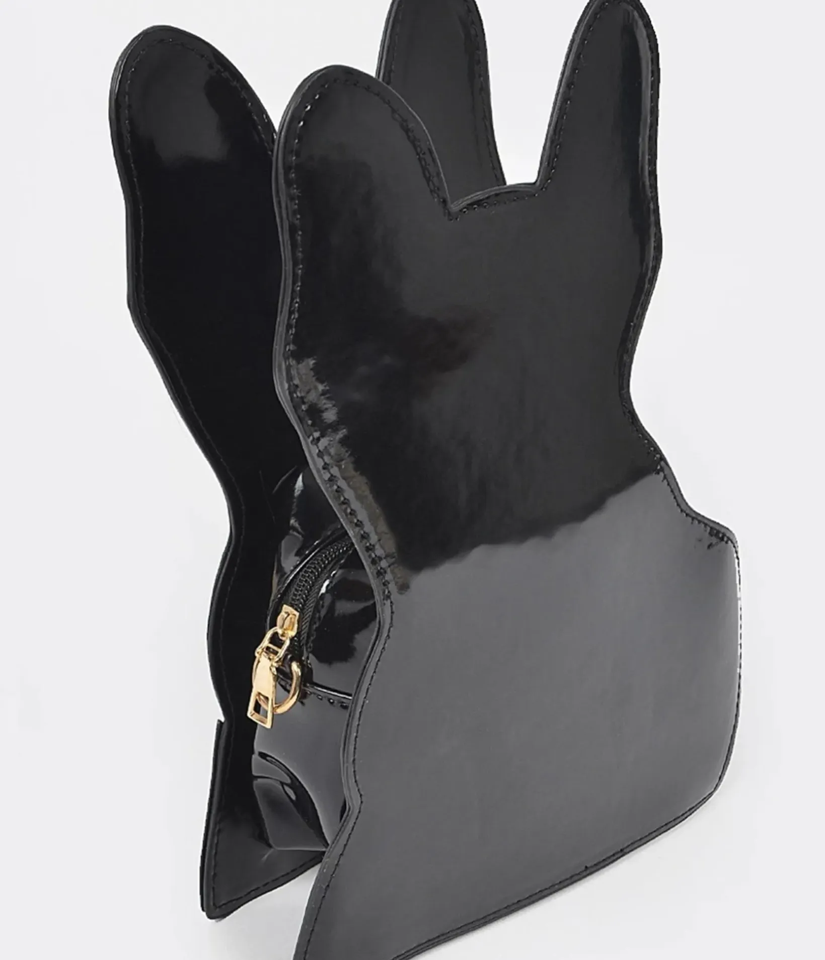 Unique Vintage Novelty Bags>Black Puppy Leatherette Crossbody Bag