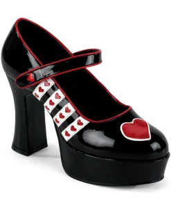 Unique Vintage Heels>Black Queen of Hearts Platform Heels