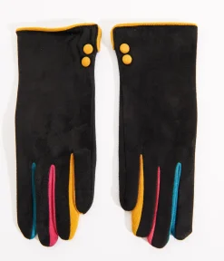 Unique Vintage Gloves & Scarves>Black & Rainbow Finger Gloves