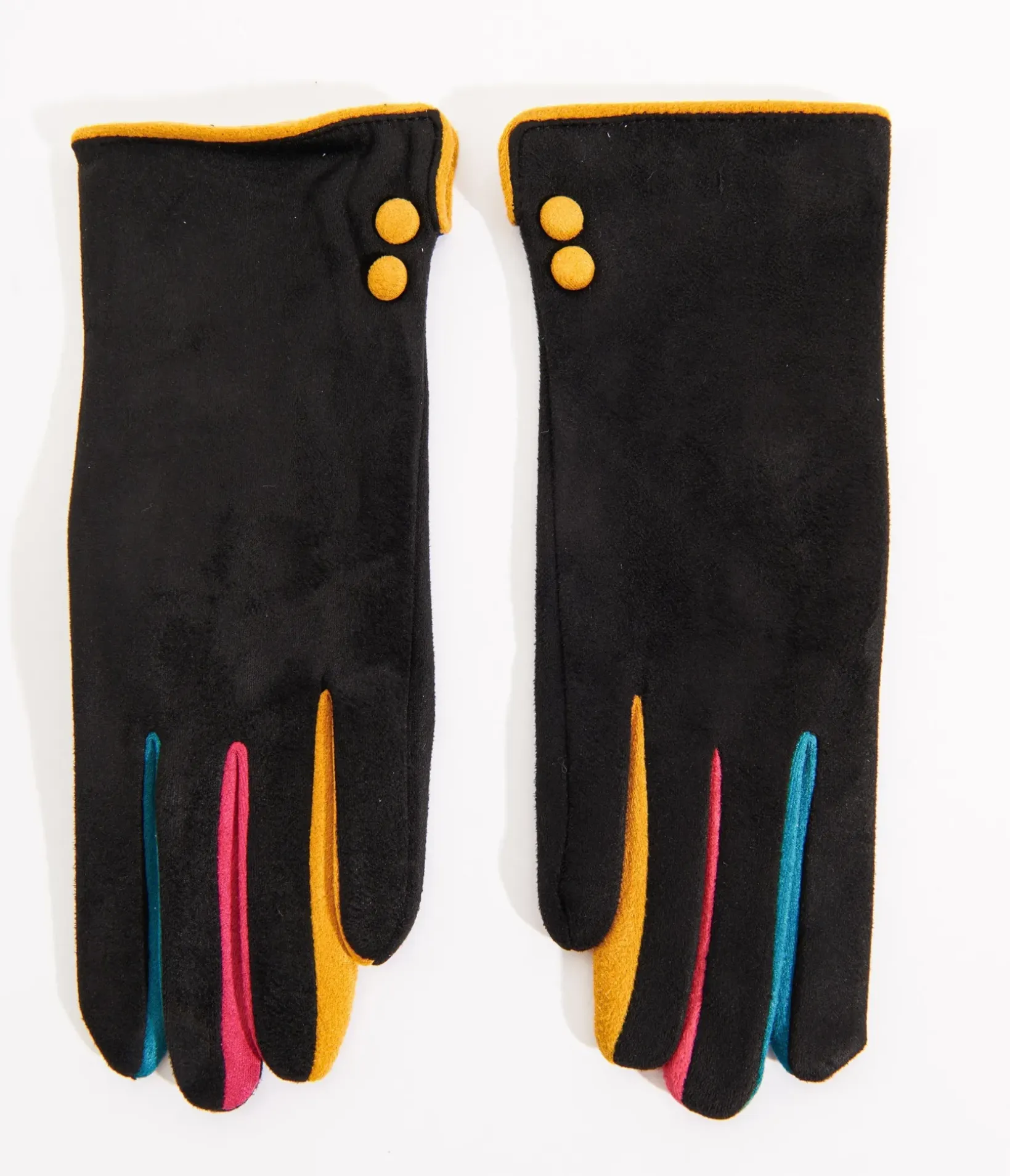 Unique Vintage Gloves & Scarves>Black & Rainbow Finger Gloves