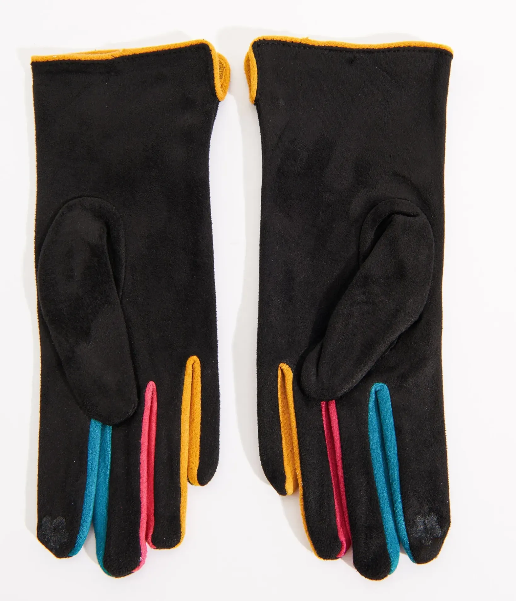 Unique Vintage Gloves & Scarves>Black & Rainbow Finger Gloves