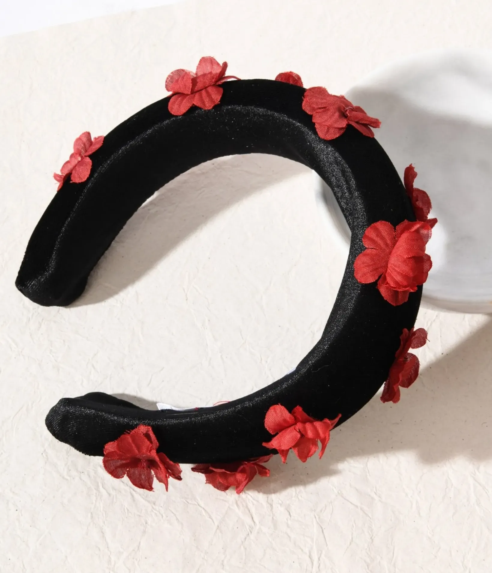 Unique Vintage All Things Red|Date Night Outfits>Black & Red 3D Floral Padded Headband