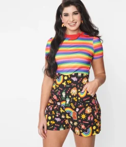 Unique Vintage Shorts|Shorts>Black Reese Video Game High Waisted Shorts