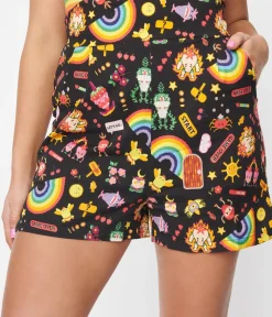 Unique Vintage Shorts|Shorts>Black Reese Video Game High Waisted Shorts