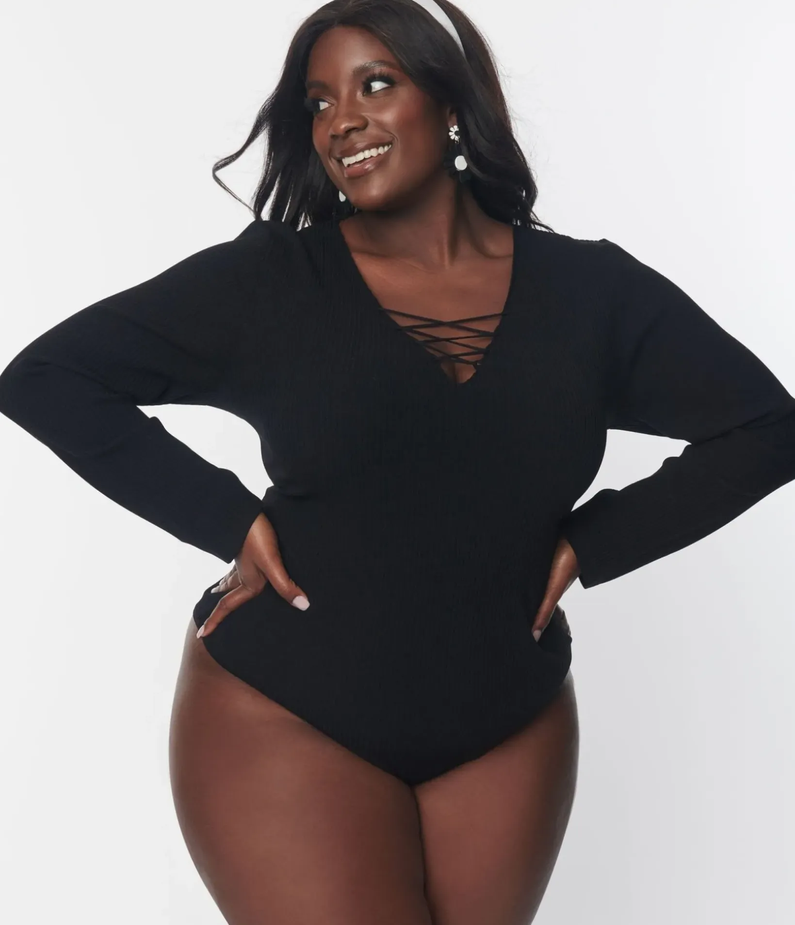 Unique Vintage Blouses|Blouses>Black Ribbed Sweater Bodysuit