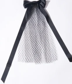 Unique Vintage Special Occasion|Wedding Accessories>Black Ribbon Veil