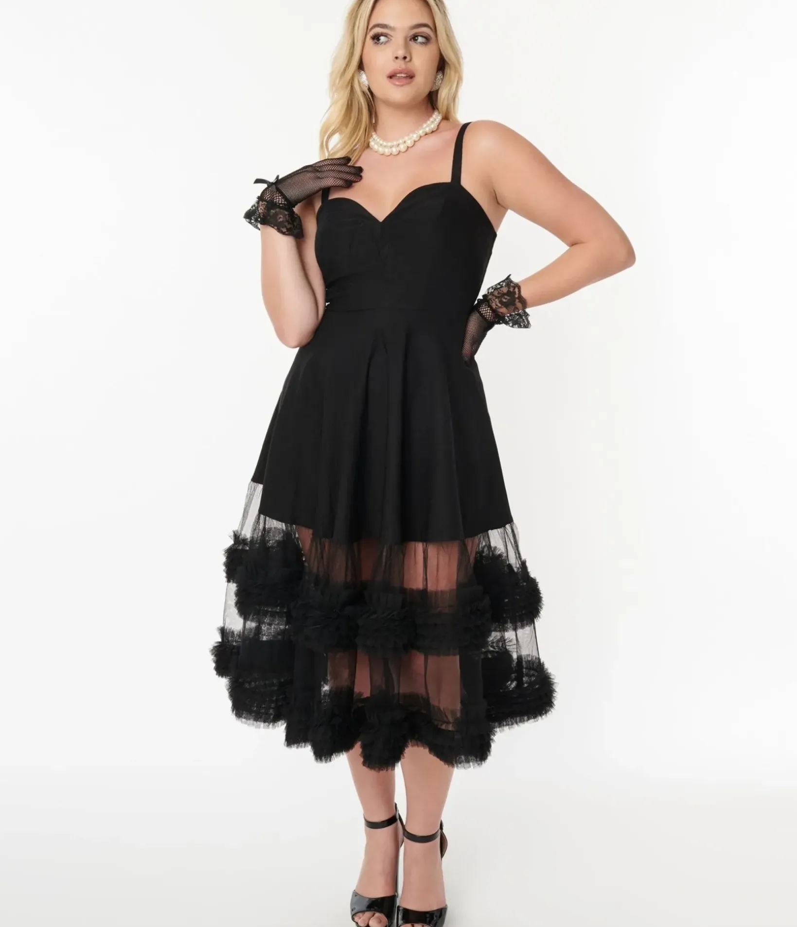 Unique Vintage Swing|Swing>Black Roman Holiday Tulle Swing Dress