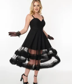 Unique Vintage Swing|Swing>Black Roman Holiday Tulle Swing Dress