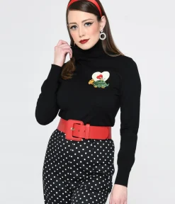 Unique Vintage Sweaters & Cardigans>Black Slowpoke Turtleneck Sweater
