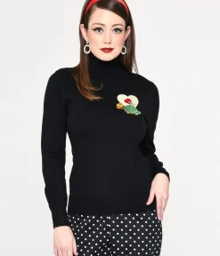 Unique Vintage Sweaters & Cardigans>Black Slowpoke Turtleneck Sweater