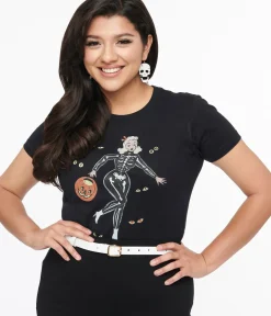 Unique Vintage Graphic Tees|Graphic Tees>Black Spooky Night Fitted Graphic Tee