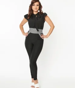 Unique Vintage Pants|Pants>Black & Striped Contrast Showtime Pants
