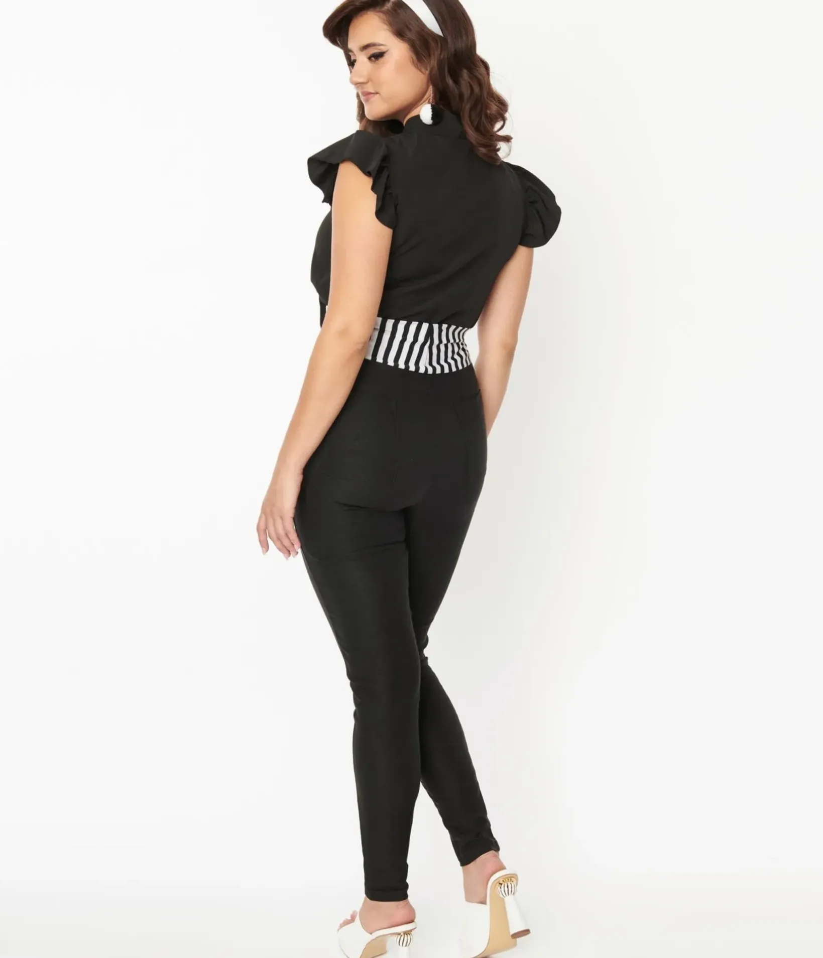 Unique Vintage Pants|Pants>Black & Striped Contrast Showtime Pants