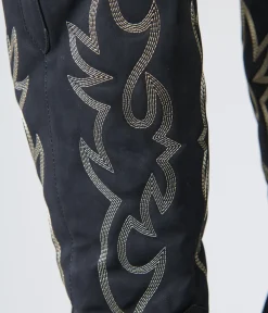 Unique Vintage Boots>Black Suede Cowboy Boots