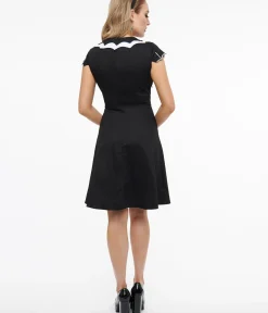 Unique Vintage Fit & Flare|Everyday Dresses>Black & White Bat Babe Fit & Flare Dress