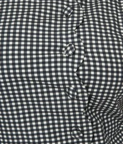 Unique Vintage Everyday Dresses>Black & White Gingham Scallop Mini Shift Dress