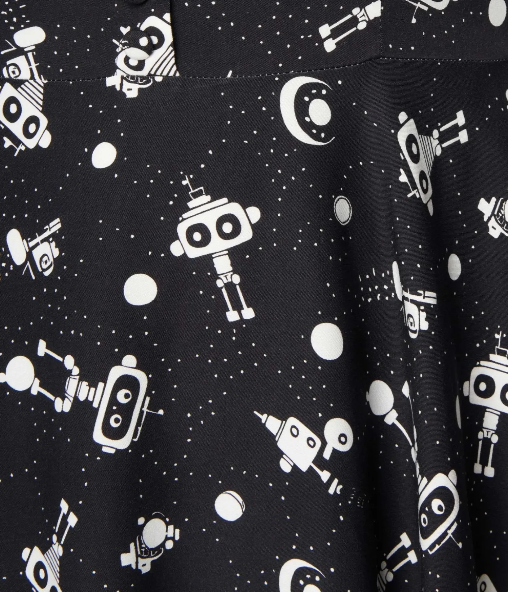 Unique Vintage Swing|Pocket Dresses>Black & White Robot Heidi Swing Dress