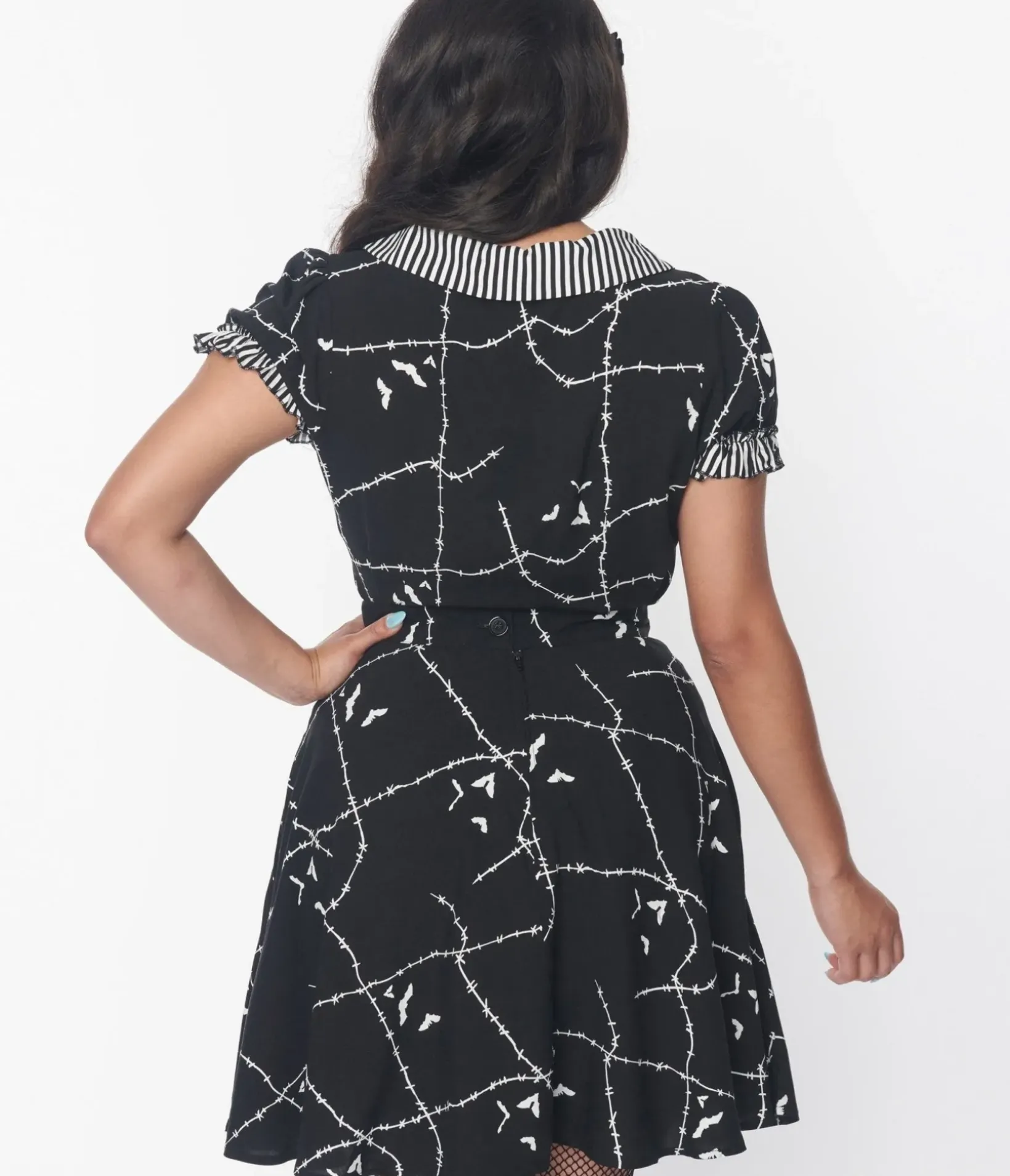 Unique Vintage Halloween>Black & White Stitches Blouse