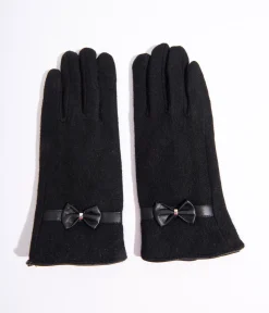 Unique Vintage Gloves & Scarves>Black Wool Texting Gloves
