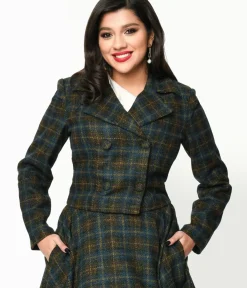 Unique Vintage Jackets|Coats & Jackets>Blue & Green Check Plaid Jacket