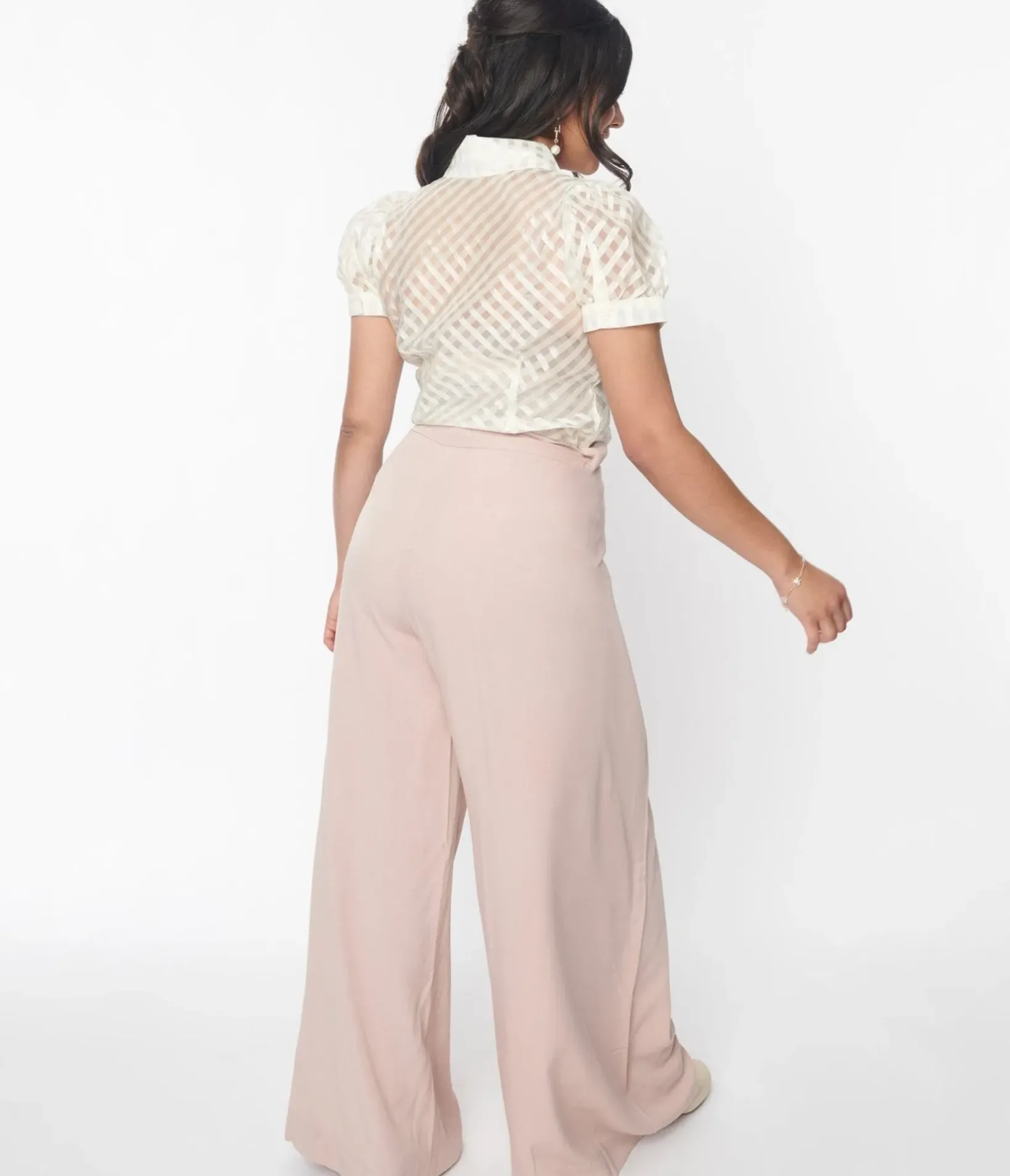 Unique Vintage Pants|Work Wear>Blush Pink Harem Palazzo Pants