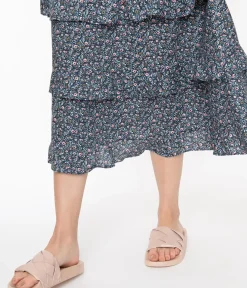 Unique Vintage Flats|Sandals>Blush Pink Leatherette Woven Slide Sandals
