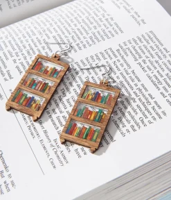 Unique Vintage Earrings>Bookshelf Dangle Earrings