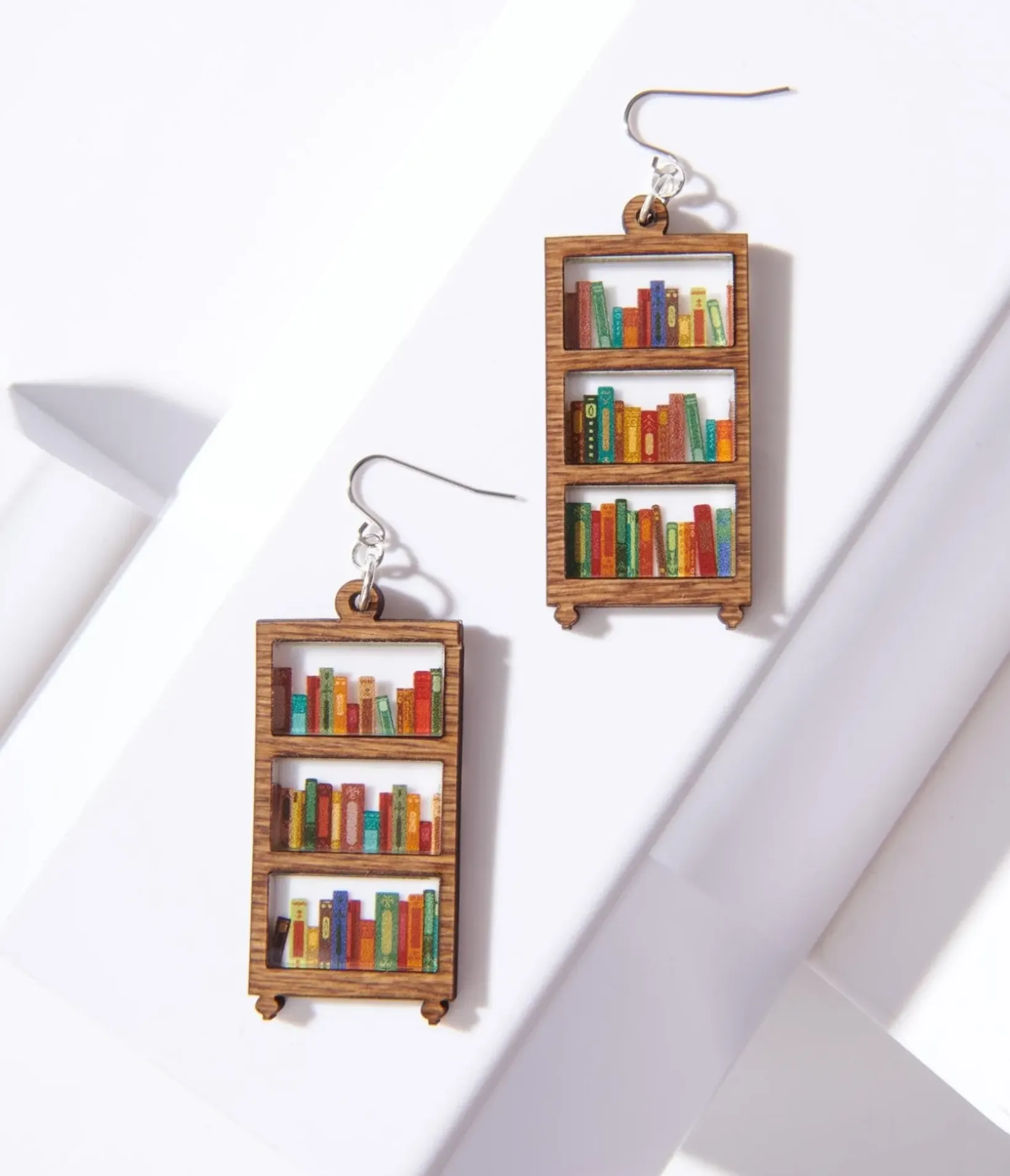 Unique Vintage Earrings>Bookshelf Dangle Earrings