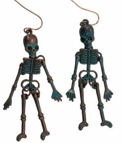 Unique Vintage Earrings>Bronze Skeleton Earrings