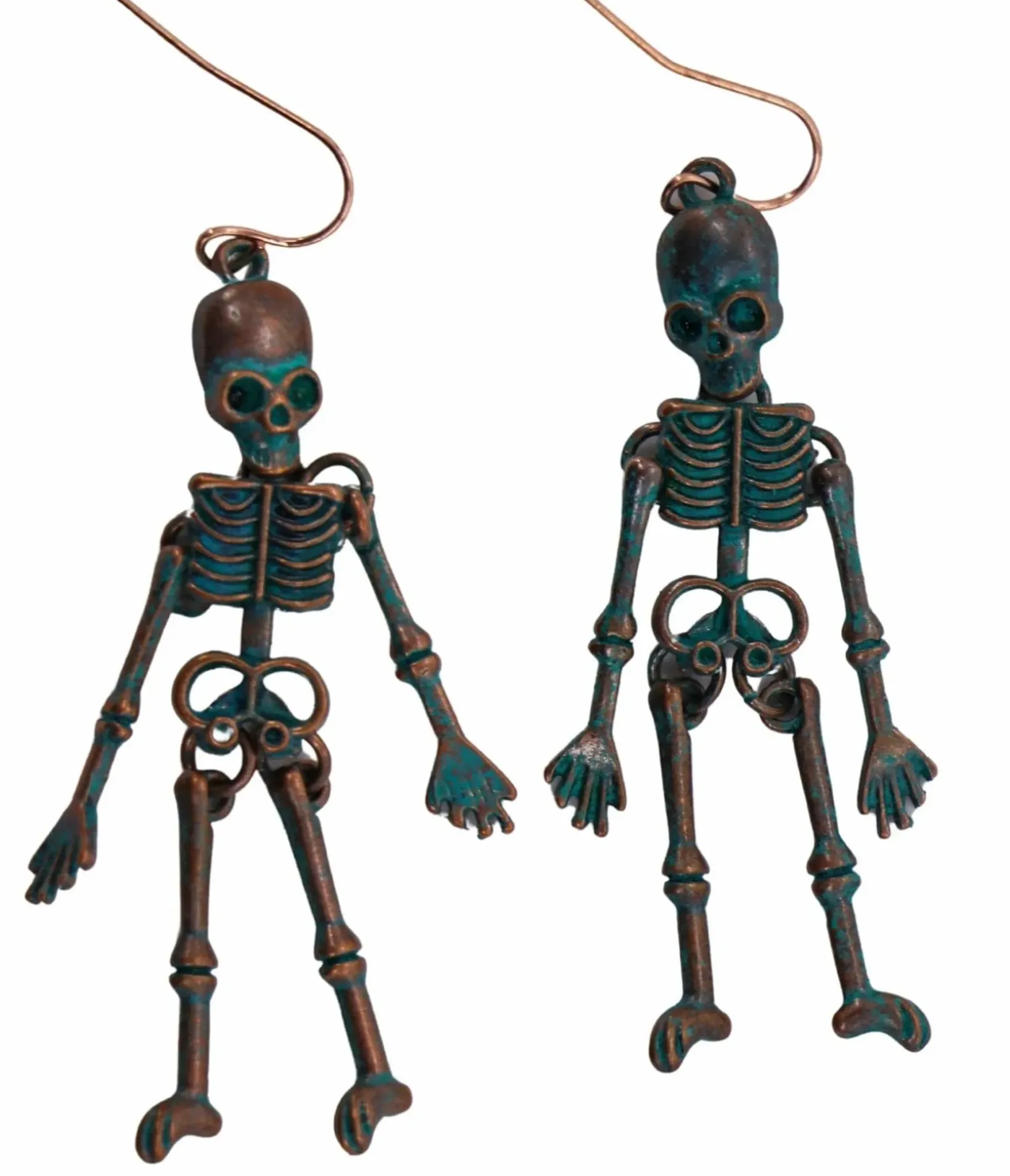 Unique Vintage Earrings>Bronze Skeleton Earrings