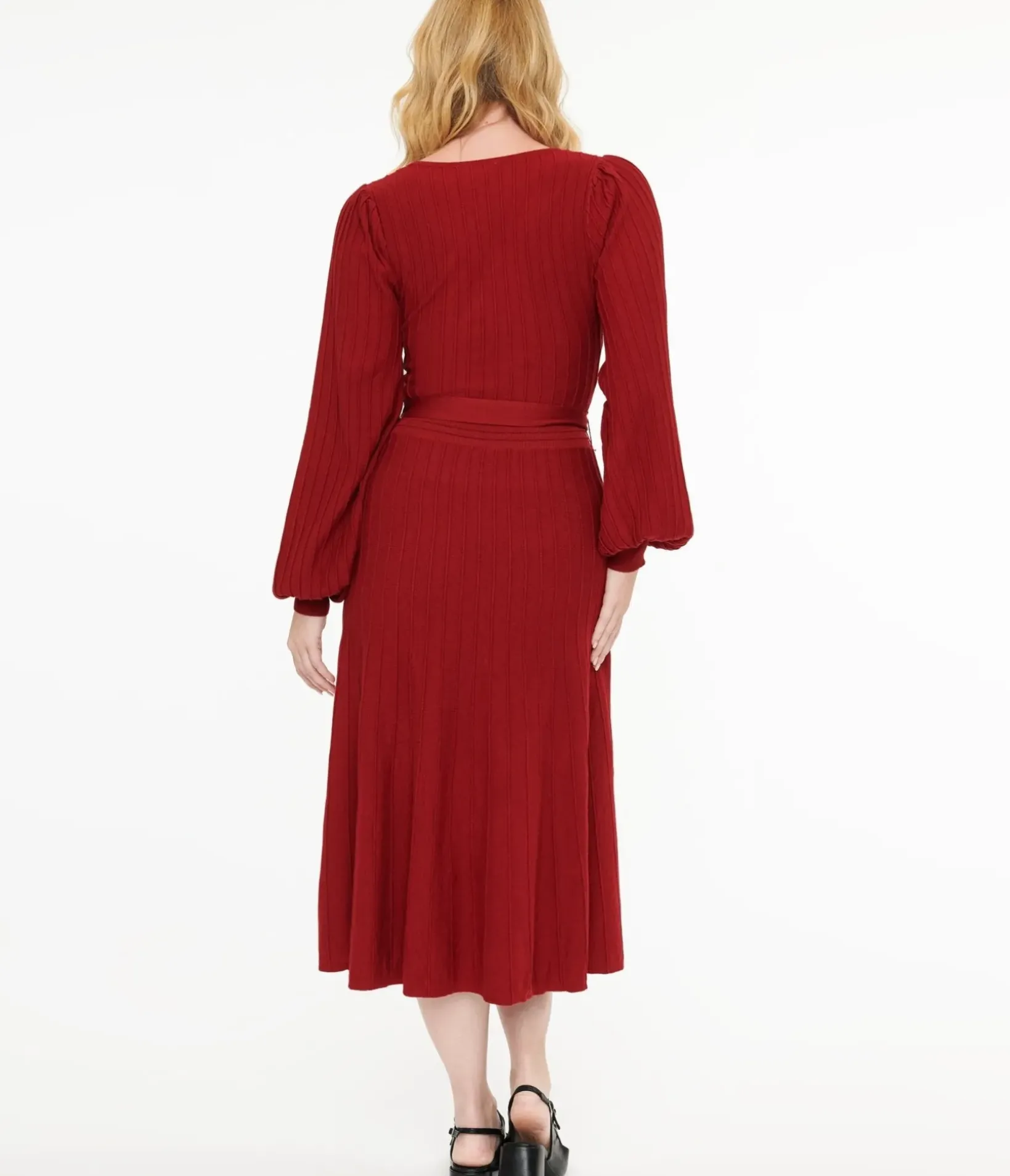 Unique Vintage Midi|Everyday Dresses>Burgundy Keep Looking Up Sweater Midi Dress