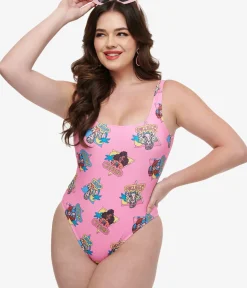 Unique Vintage One Piece Swim|One Piece Swim>Cakeworthy Pink Barbie California Dream One Piece Swimsuit