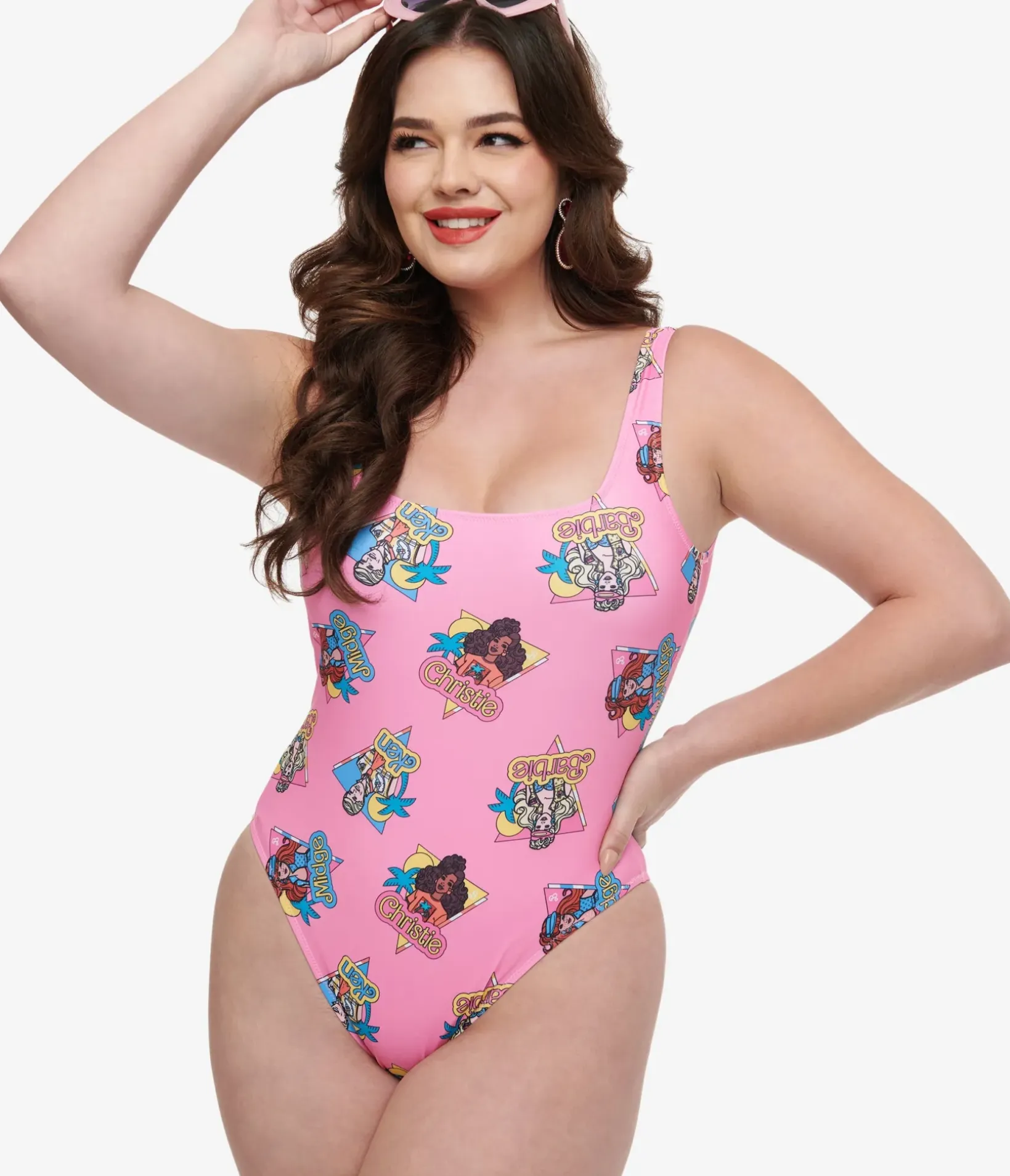 Unique Vintage One Piece Swim|One Piece Swim>Cakeworthy Pink Barbie California Dream One Piece Swimsuit
