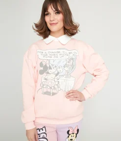 Unique Vintage Graphic Tees|All Things Pink>Cakeworthy Pink Minnie Mouse Comic Collared Sweatshirt