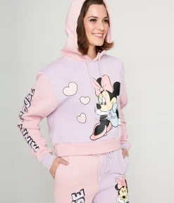 Unique Vintage Graphic Tees|All Things Pink>Cakeworthy Pink & Purple Color Block Minnie Mouse Hoodie