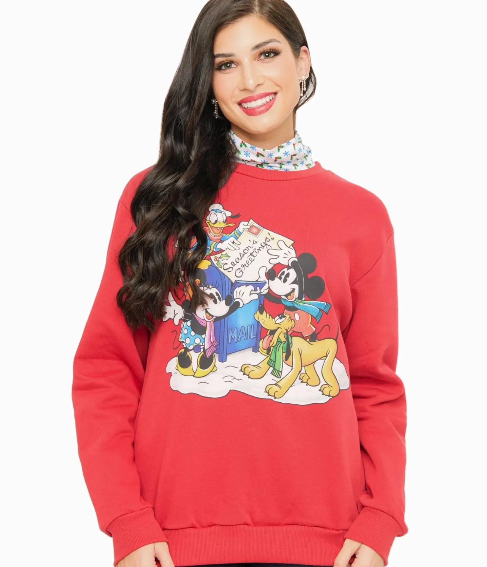 Unique Vintage Sweaters & Cardigans|Sweaters & Cardigans>Cakeworthy Red Mickey & Minnie Seasons Greetings Sweatshirt