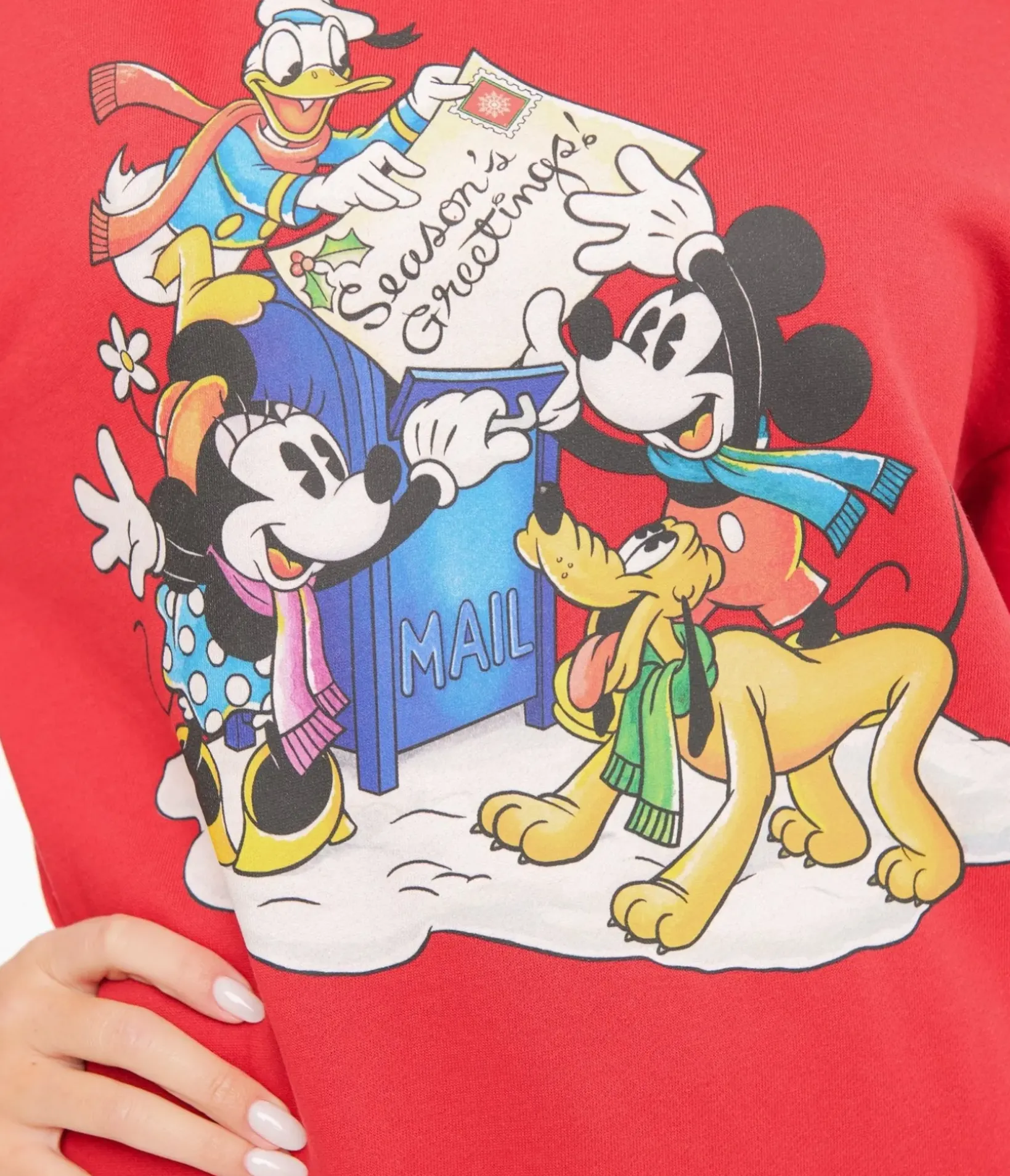 Unique Vintage Sweaters & Cardigans|Sweaters & Cardigans>Cakeworthy Red Mickey & Minnie Seasons Greetings Sweatshirt