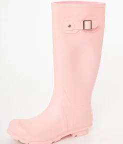 Unique Vintage Boots|Flats>Candy Floss Pink Rubber Rain Boots