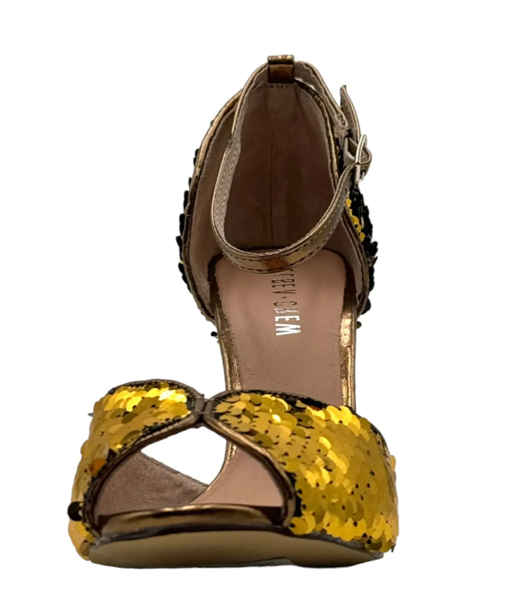 Unique Vintage Special Occasion|Heels>Chelsea Crew Black & Gold Sequin Lola Pumps