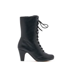 Unique Vintage Boots>Chelsea Crew Black Leatherette Victorian Claire Boots