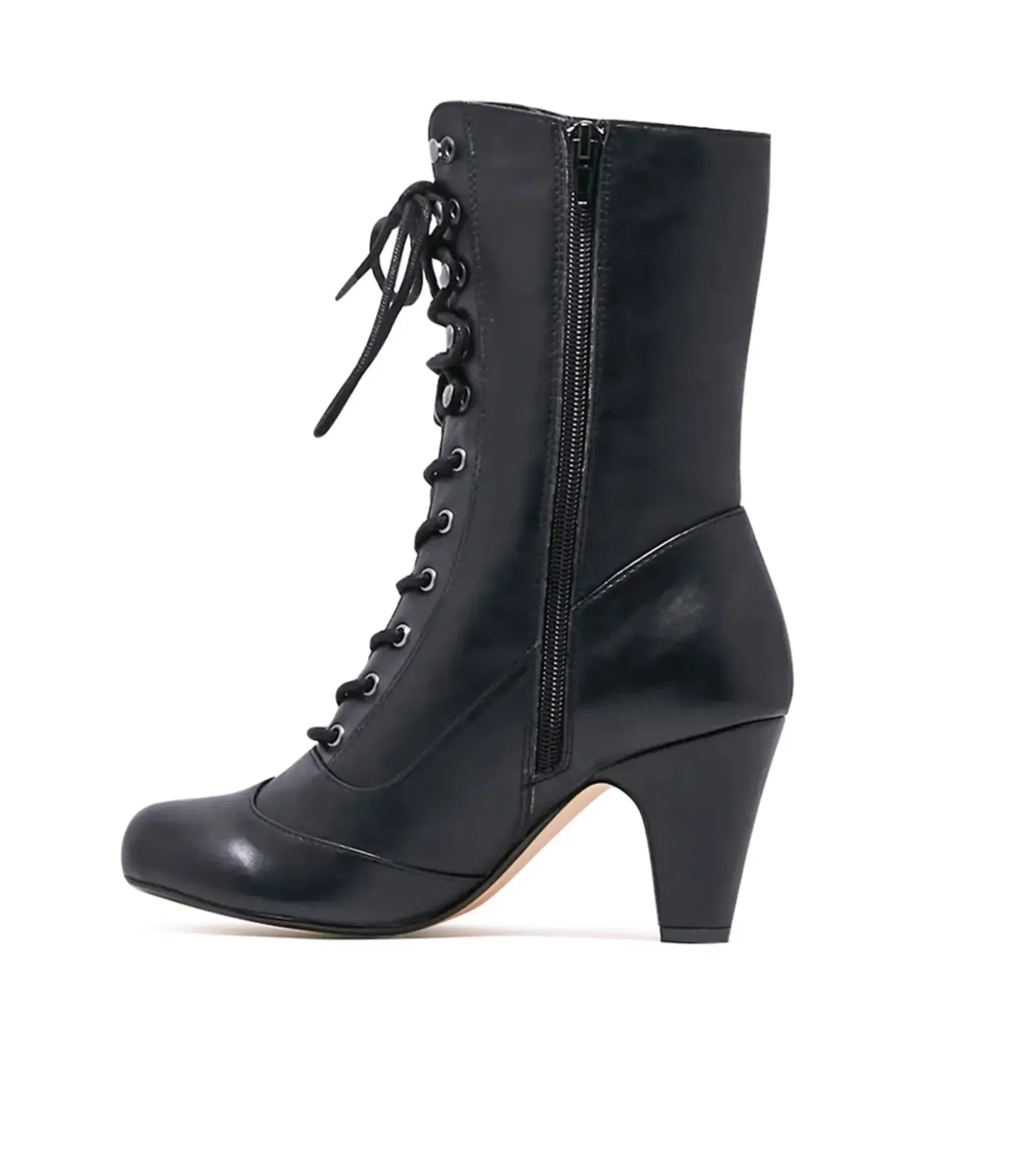 Unique Vintage Boots>Chelsea Crew Black Leatherette Victorian Claire Boots