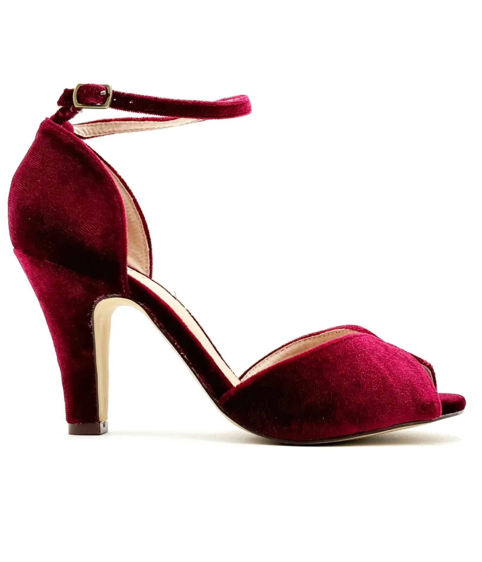 Unique Vintage Special Occasion|Heels>Chelsea Crew Burgundy Velvet Lola Pumps