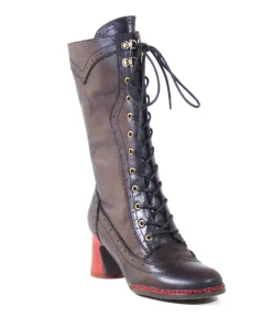Unique Vintage Boots>Chelsea Crew 1930s Black Leatherette Knee High Gaston Boots